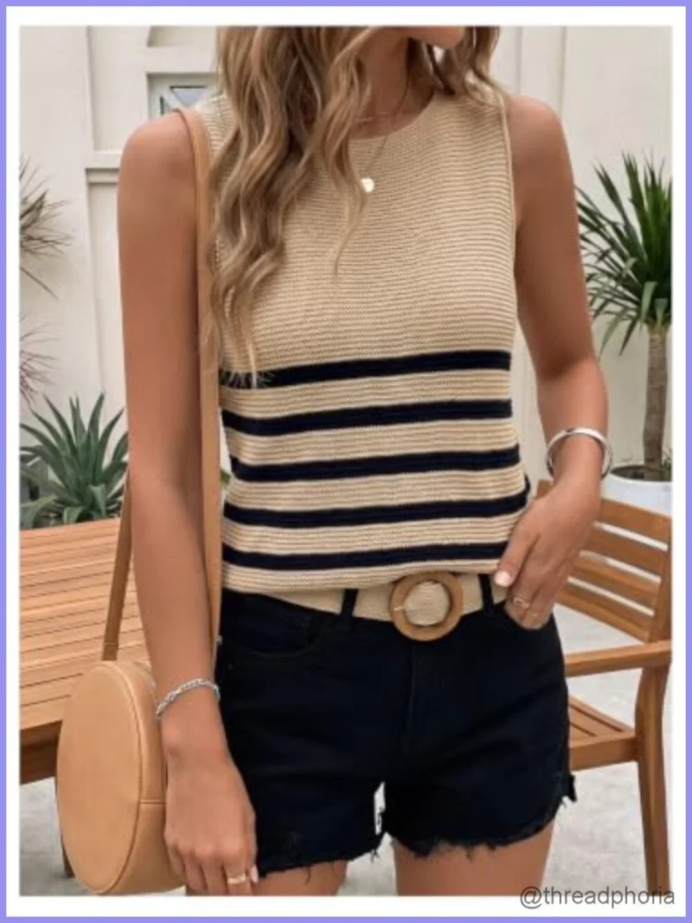 Women's Striped Knit Sweater Vest Sleeveless Colorblock Pullover